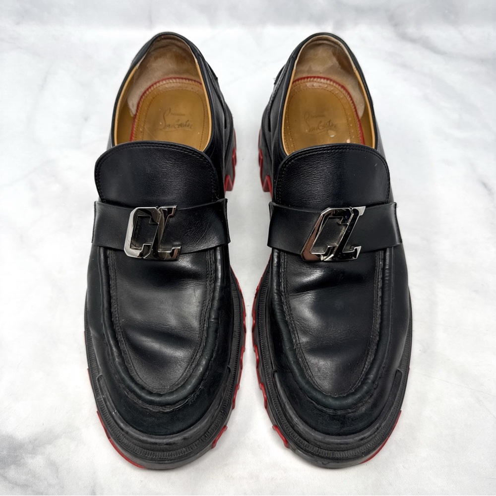 Christian Louboutin CL Moc Dune Chunky Leather Platform Loafer Shoes Grunge 44 - Picture 3 of 16